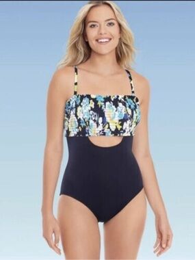 Beach Betty Multicolor and Black One Piece Swimsuit